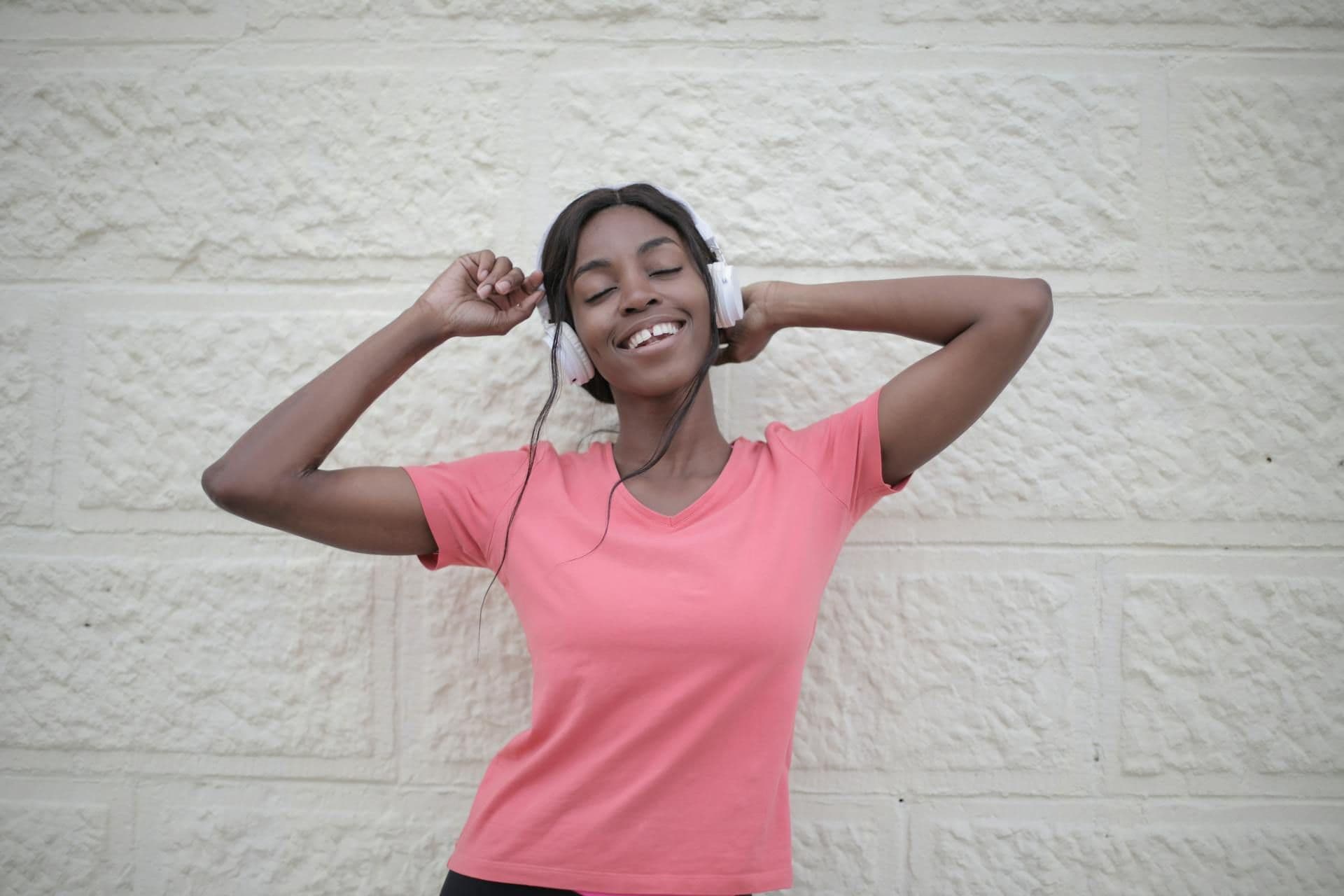 a woman listening to her favorite music