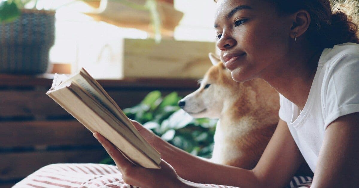 a female student reading