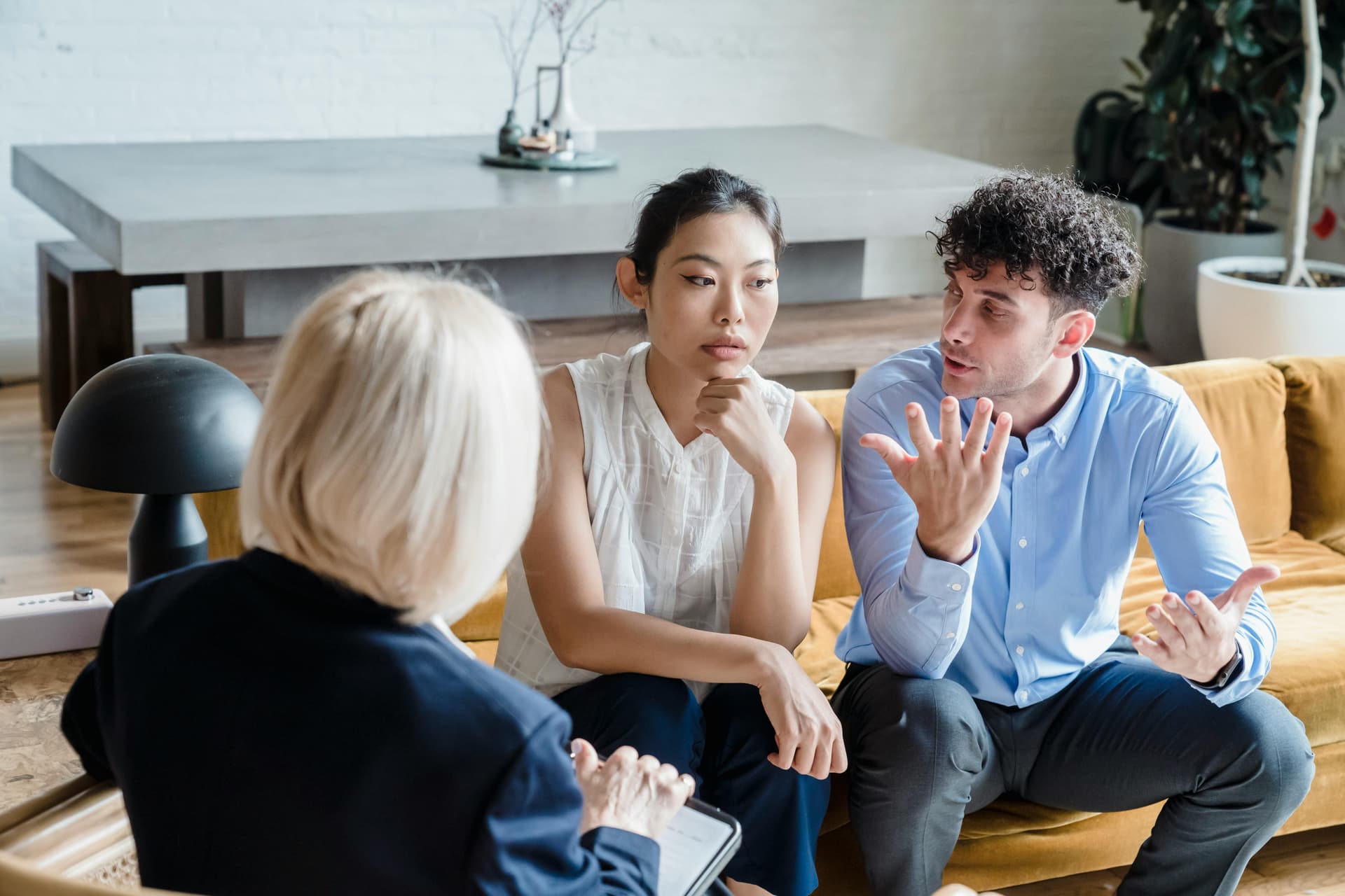 a therapy session with a couple