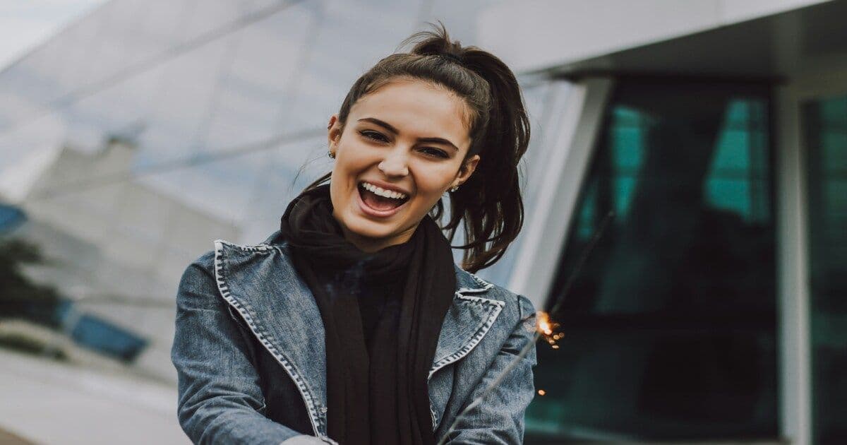 a cheerful girl with a bright smile.